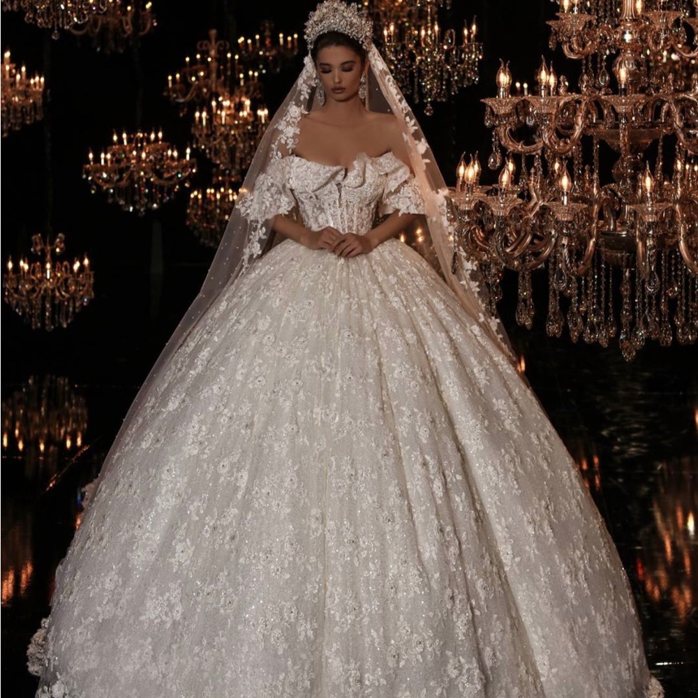 FRIDA XHOI & XHEI WEDDING DRESS BRAND NEW NEVER WORN w/ veil and crown